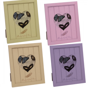 Bulk Pack of 20 Modern Square Wooden Photo Frames - Heart Shaped Design, Assorted Colors (5 of Each)