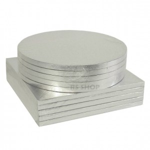 21 x Assorted Size Cake Boards in Silver