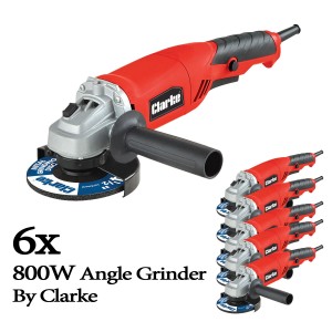 6x 800W Electric Angle Grinder 115mm 4.5`` Heavy Duty Cutting Grinding by Clarke