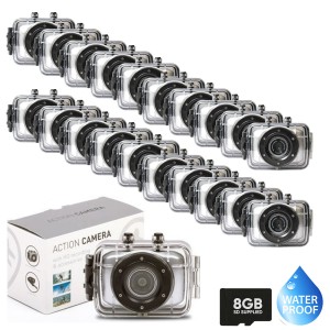 20 Waterproof HD 720p Action Camera in Silver and with Full Accessories + 8GB SD CARD