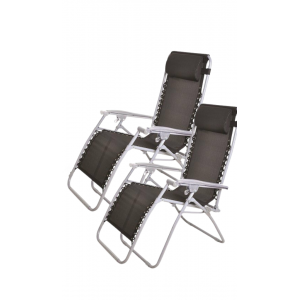2 x Textoline Reclining Chair Zero Gravity Sun Lounger Deluxe
