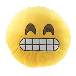 20 X Emoji Emoticon Yellow Round Cushion Stuffed Soft 12� Pillow Plush  CHEESY SMILE