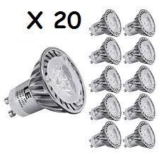 20 x GU10 LED Light Bulbs 3W Warm White Energy Saving Bulbs 20 x GU10 LED Light Bulbs 3W Warm White Energy Saving Bulbs