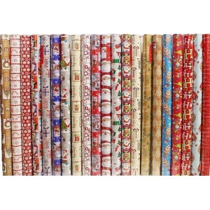 25 x Rolls of Assorted Christmas Wrapping Paper - Approx Size 2m x 69 cm 