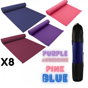 8 x Yoga Mats Gym Exercise Fitness with Carry Case